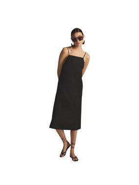 Women's Black Midi Dress with Spaghetti Straps - Sundays In Brooklyn